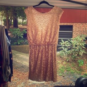 Dress formal, sequined, rose gold